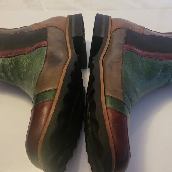 John Fluevog Chelsea-style Multicolor Leather Ankle Boots - Picture 2 of 8